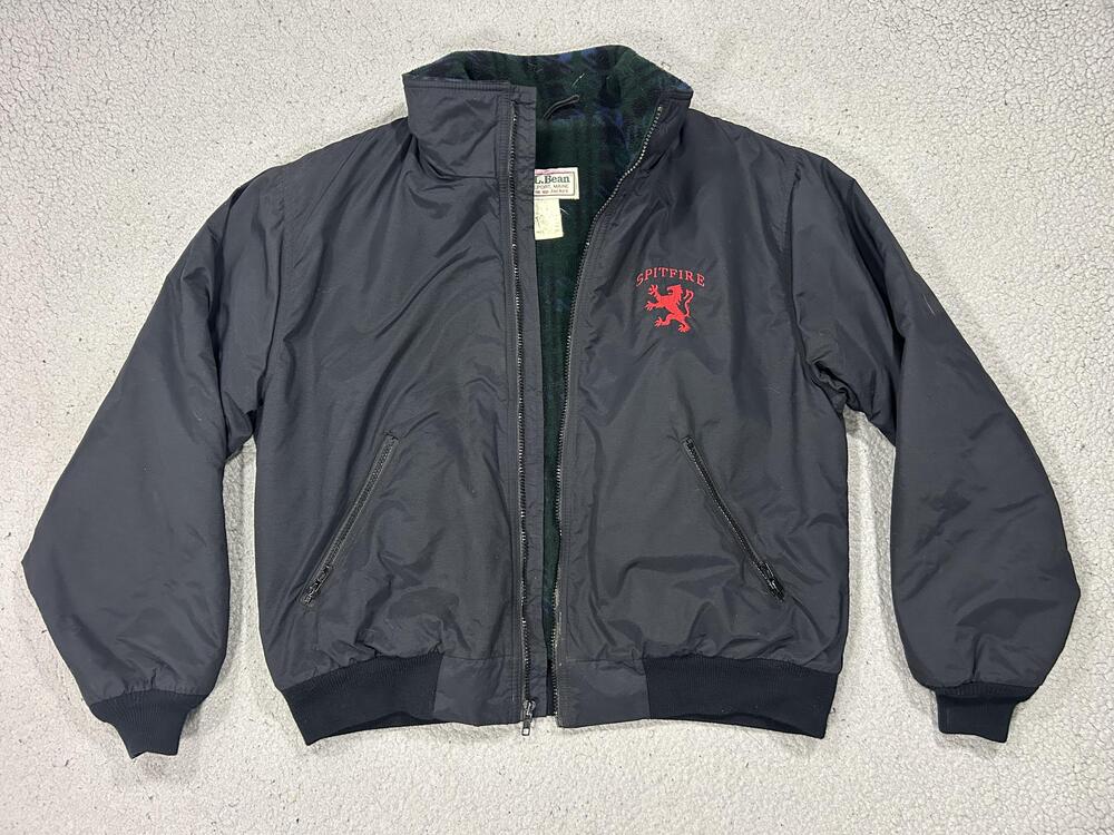 Vintage L.L. Bean Warm-up Bomber Jacket Mens Large Black Fleece Lined Spitfire